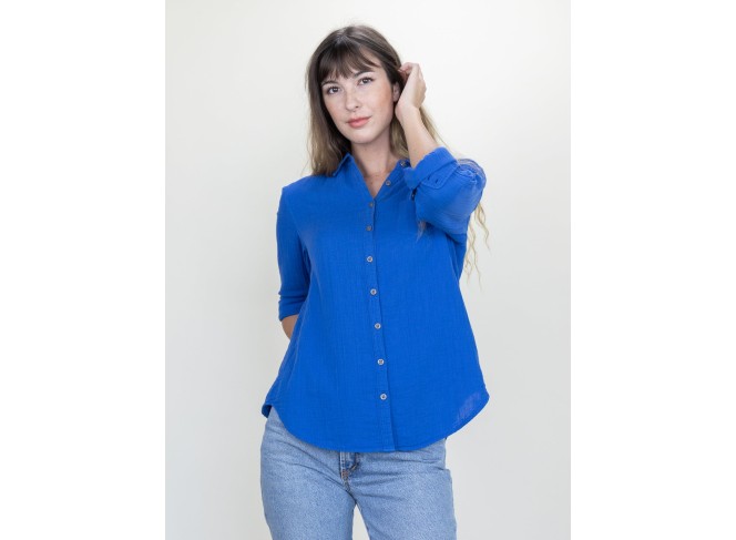Naomi Shirt Dodger Blue Gauze