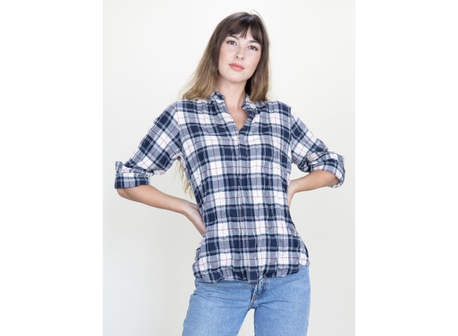 Monet Top English Plaid Crinkle
