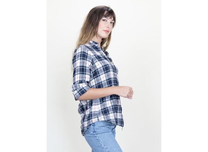 Monet Top English Plaid Crinkle