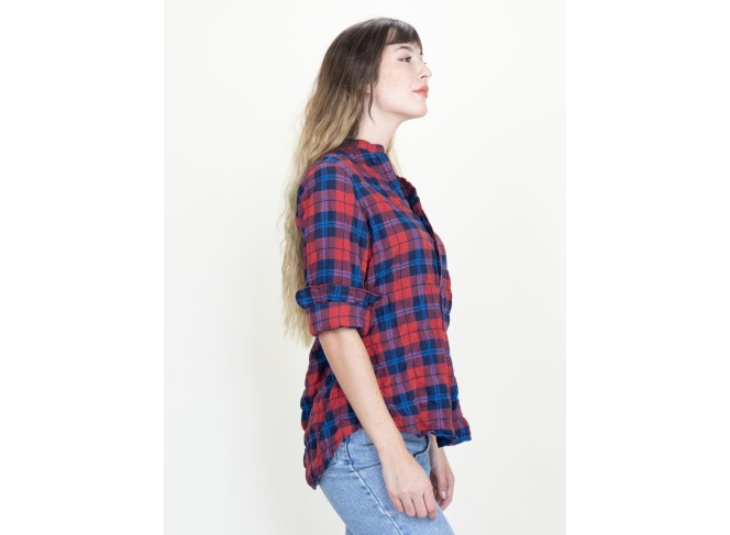 Monet Top Barn Red Plaid Crinkle no