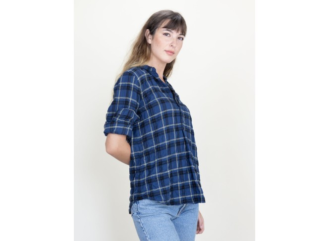 Monet Top Anchor Plaid Crinkle