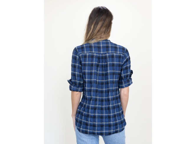 Monet Top Anchor Plaid Crinkle