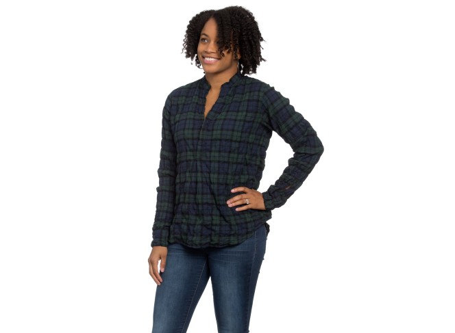 Monet Top Blackwatch Plaid Crinkle