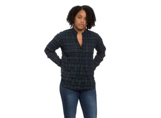 Monet Top Blackwatch Plaid Crinkle