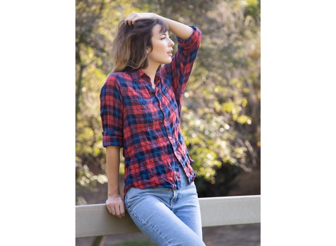 Work Shirt Barn Red Plaid Crinkle