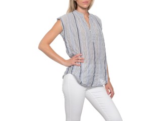 Montauk Top Blue Stripe Crinkle