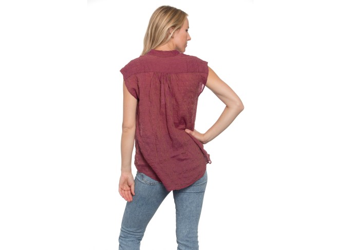 Montauk Top Pink Stripe Crinkle
