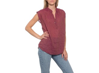 Montauk Top Pink Stripe Crinkle