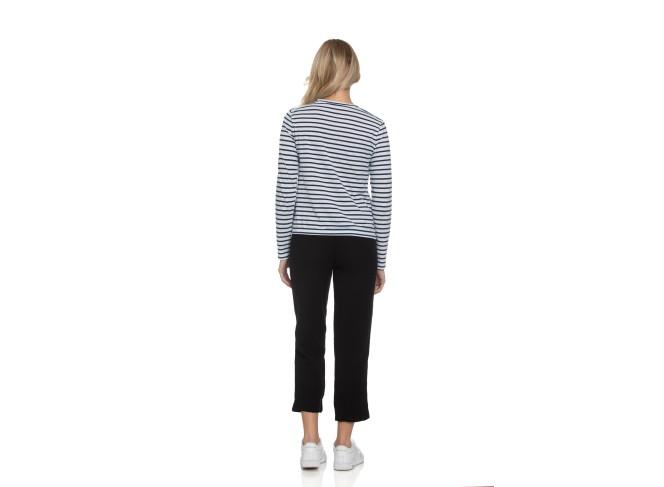 Classic Long Sleeve Stripe Tee in White