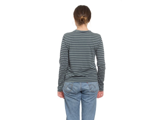 Classic Long Sleeve Stripe Tee in Moss