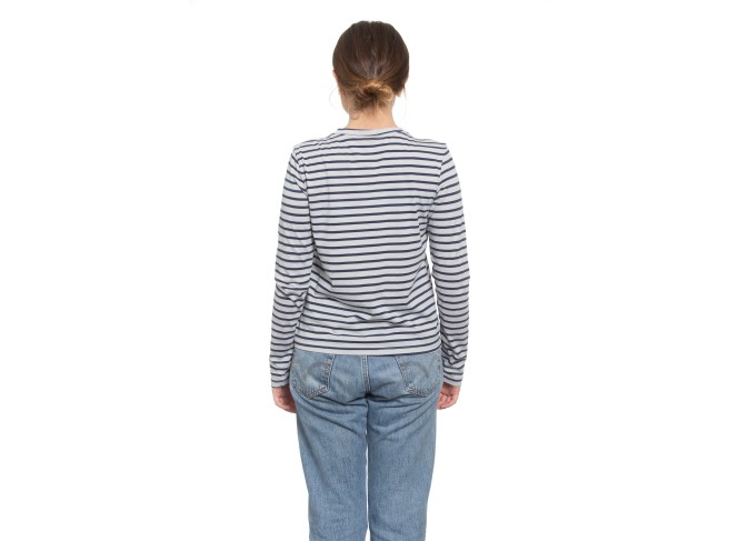 Classic Long Sleeve Stripe Tee in Pale Grey