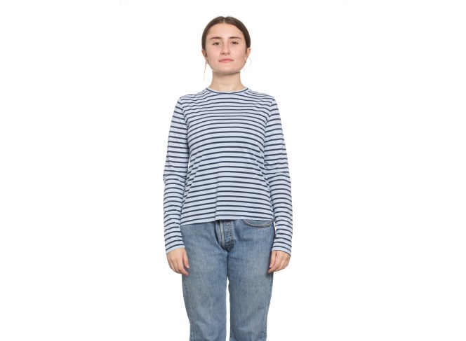 Classic Long Sleeve Stripe Tee in Topaz