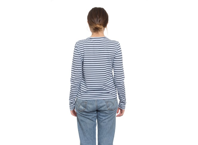 Classic Long Sleeve Stripe Tee in Topaz