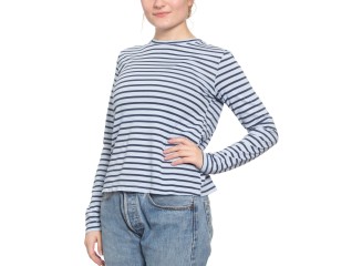Classic Long Sleeve Stripe Tee in Topaz