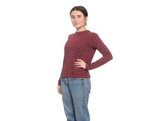 Classic Long Sleeve Stripe Tee in Crimson