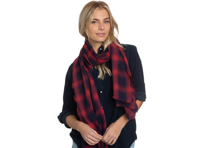 Scarf in Red Light Batiste Plaid