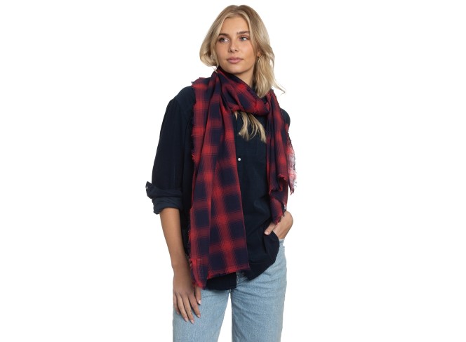 Scarf in Red Light Batiste Plaid
