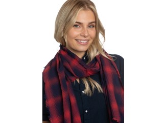 Scarf in Red Light Batiste Plaid