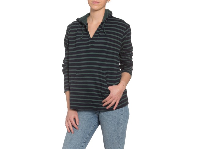 French Stripe Hoodie in Hunter