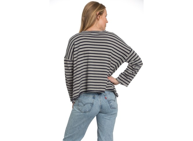 French Stripe Boatneck in Taupe