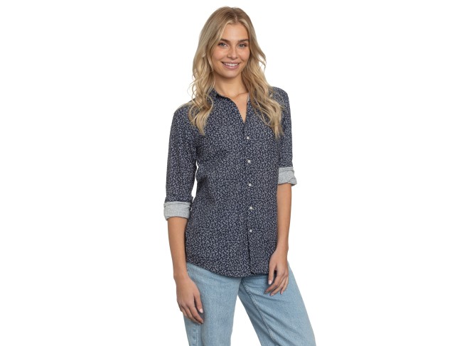 Summerland Shirt Navy Floral Poplin