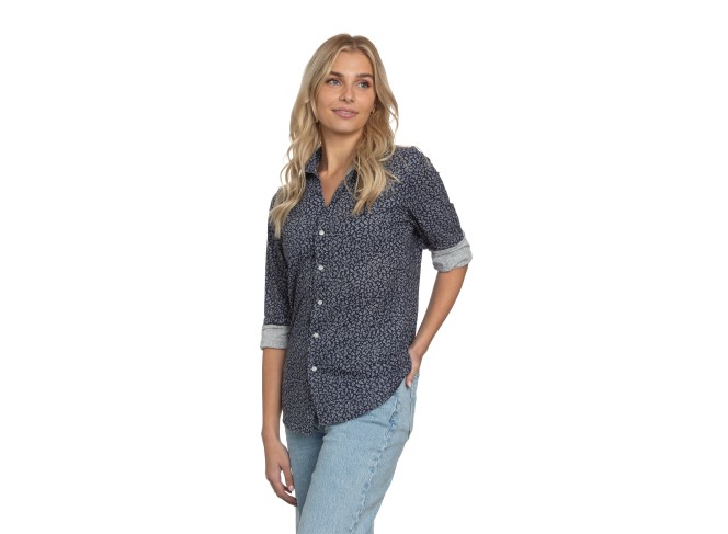 Summerland Shirt Navy Floral Poplin