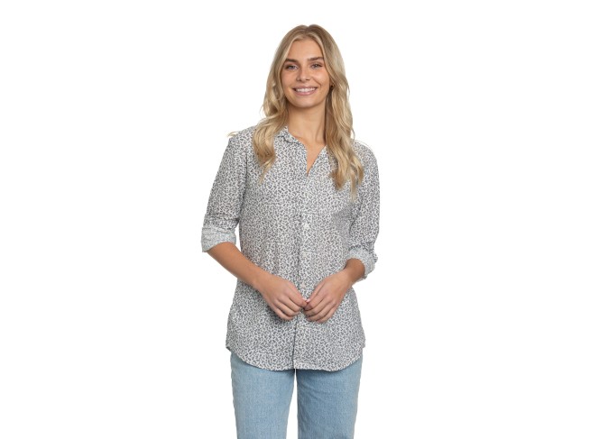 Summerland Shirt White Floral Poplin