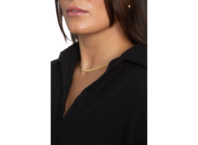 Hampton Pullover in Black Gauze