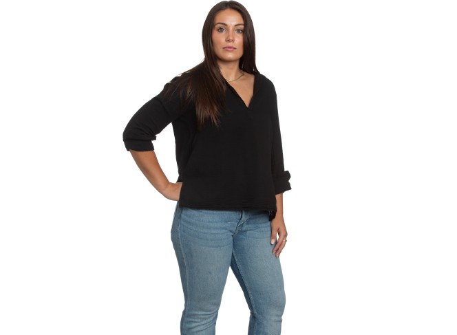 Hampton Pullover in Black Gauze