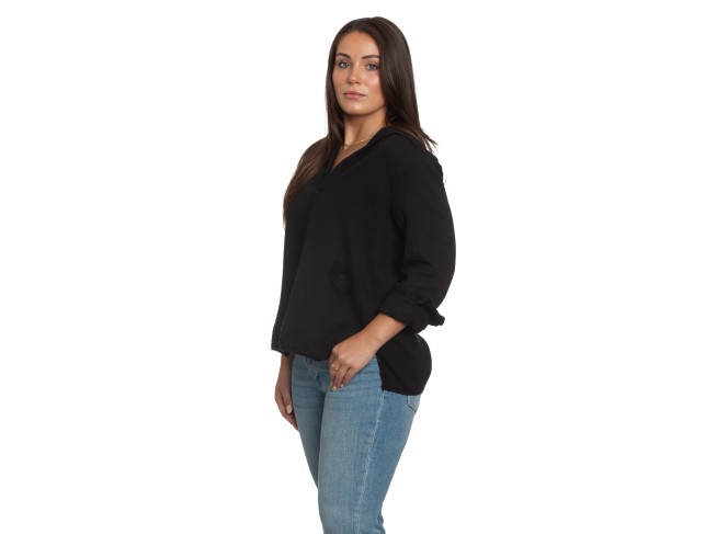 Hampton Pullover in Black Gauze