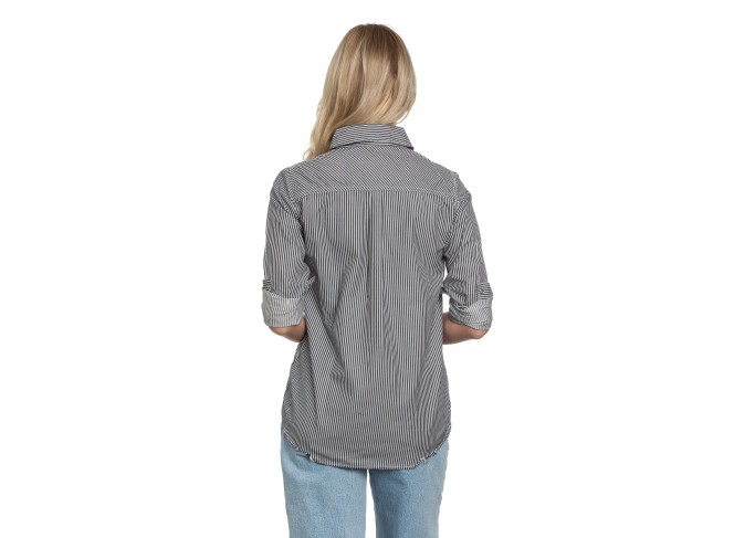Western Shirt in Blue White Stripe Denim