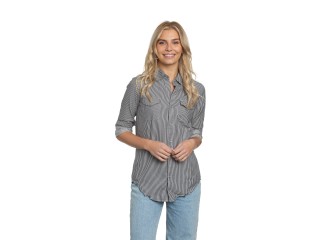 Western Shirt in Blue White Stripe Denim